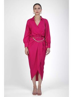 Kovet - Pink Draped Midi Dress