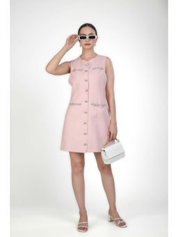 Kovet - Pink Blush Embellished Pocket A-Line Dress