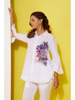 Haus of Handmade - White Hope Sequined Cotton Shirt