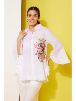 Haus of Handmade - White Queen Sequined Cotton Shirt