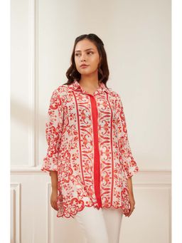 Haus of Handmade - Red Crimson Viscose Bemberg Printed Shirt