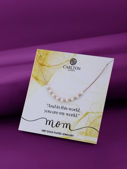 Carlton London - Gift Card Jewellery-18K Rose Gold Plated With Pearls Stud Necklace