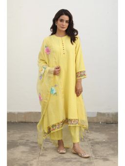 Begum Pret - Sharnaaz Lemon Kurta (Set of 3)