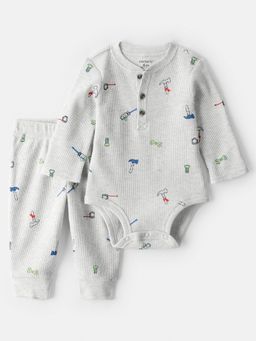 Carter's - Baby Boy Construction Thermal Bodysuit & Pant - Grey