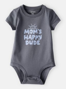 Carter's - Baby Boy 'Mom's Happy Dude' Bodysuit - Grey
