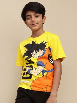 Kidsville - Official Dragon Ball Z Yellow Printed Regular Fit T-shirt