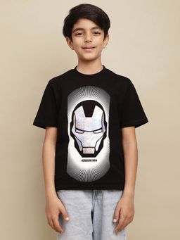 Kidsville - Official Iron Man Black Printed Regular Fit T-shirt