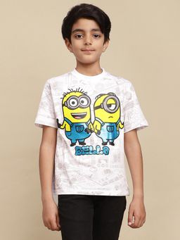 Kidsville - Official Minions White Printed Regular Fit T-shirt
