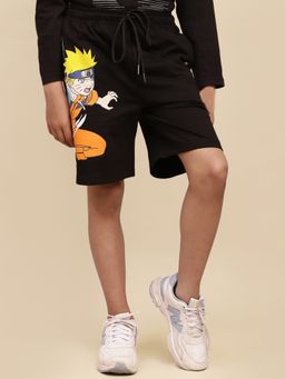 Kidsville - Official Naruto Black Printed Regular Fit Shorts