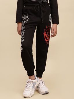 Kidsville - Official Spiderman Black Printed Regular Fit Joggers