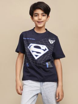 Kidsville - Official Superman Navy Blue Printed Regular Fit T-shirt