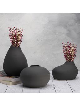 BODHI HOUSE - Art Minimalist Aesthetic Flower Vase Black (Pack of 3)