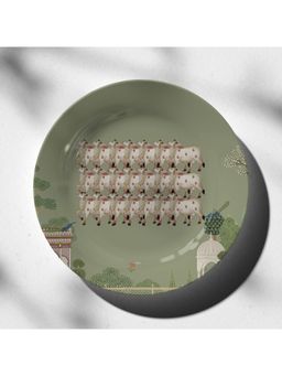 ARTCREST - Pichwai Cow V 10-Inch Ceramic Wall Plate with Stand & Hook