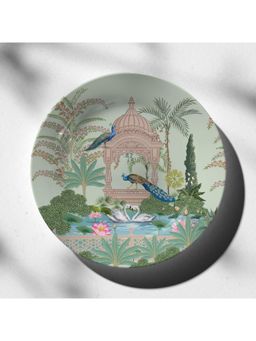 ARTCREST - India's Regal Reflections 10-Inch Ceramic Wall Plate with Stand & Hook