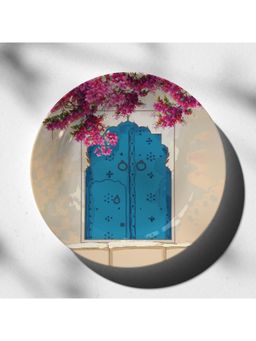 ARTCREST - Mughal Jharonkha 10-Inch Ceramic Wall Plate with Stand & Hook