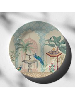 ARTCREST - Mughal Garden 10-Inch Ceramic Wall Plate with Stand & Hook