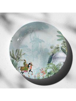 ARTCREST - Shivaji Riding 10-Inch Ceramic Wall Plate with Stand & Hook