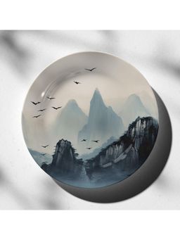 ARTCREST - Traditional Chinese Mountain and Forest 10-Inch Ceramic Wall Plate with Stand & Hook