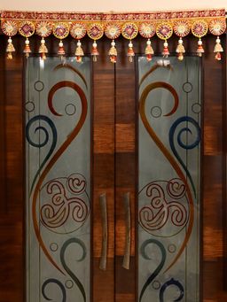 AAPNO RAJASTHAN - Red & Golden Festival Special Decorative Door Hanging Bandarwal with Bell Tassels