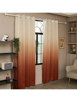 Story@Home - 215 Cm (7 Ft) Polyester Door Curtain Single Curtain, Brick Red & Light Grey, Gradient