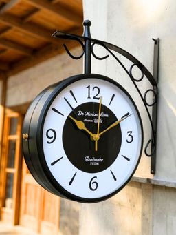 Unravel India - Double Sided Wall Clock Black