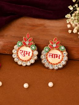AAPNO RAJASTHAN - Crystal-Studded Shubh Labh Pair Elegant Festive Wall Accents (Pack of 2)