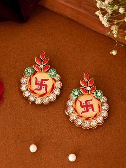 AAPNO RAJASTHAN - Crystal-Studded Swastik Pair Elegant Festive Wall Accents (Pack of 2)