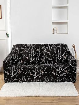 House of Quirk - Double Seater Sofa Cover For Couch Flexible 140 Gsm Sofa Slipcover - Breach Black
