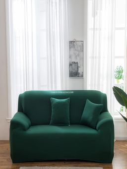 House of Quirk - Double Seater Sofa Cover For Couch Flexible 140 Gsm Sofa Slipcover - Green