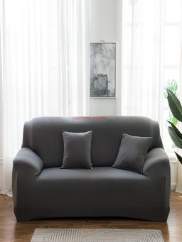 House of Quirk - Double Seater Sofa Cover For Couch Flexible 140 Gsm Sofa Slipcover - Grey