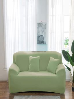 House of Quirk - Double Seater Sofa Cover For Couch Flexible 140 Gsm Sofa Slipcover - Paste Green
