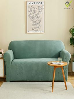 House of Quirk - Double Seater Sofa Cover For Couch Flexible 140 Gsm Sofa Slipcover - Green