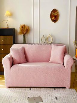 House of Quirk - Double Seater Sofa Cover For Couch Flexible 140 Gsm Sofa Slipcover - Pink