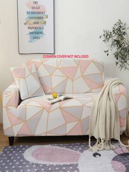 House of Quirk - Double Seater Sofa Cover For Couch Flexible 140 Gsm Sofa Slipcover - Pink
