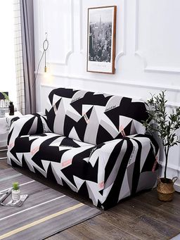 House of Quirk - Double Seater Sofa Cover For Couch Flexible 140 Gsm Sofa Slipcover - Black