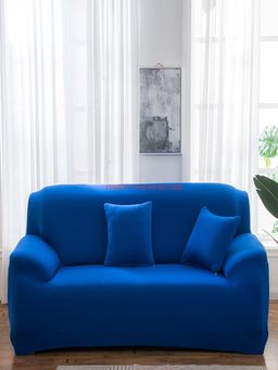 House of Quirk - Double Seater Sofa Cover For Couch Flexible 140 Gsm Sofa Slipcover - Royal Blue