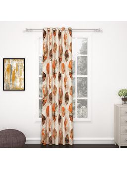 Story@Home - Bedspun Raga Ash Orange & Brown Abstract 1 Unit Door Curtain (7 Feet)