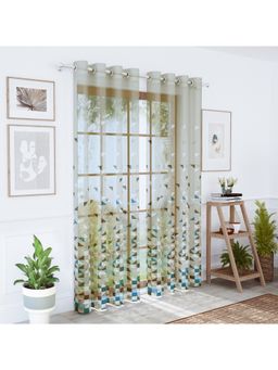 Story@Home - Polyester Semi Long Door Curtain 8 Feet Long, Blue & Ivory (8 Feet)