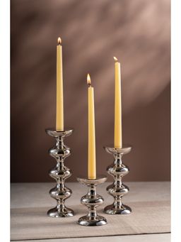 SG Home - Tiered Elegance Silver Candle Holders