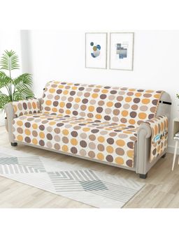 Story@Home - Geometric & Stripes 4-Seater Sofa Cover (Beige & White)