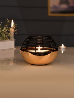 Tayhaa - Black and Gold Dome Tealight Holder