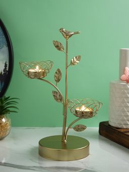 Tayhaa - Bird and Branch Gold Tealight Holder
