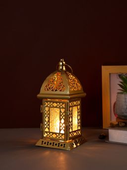 Tayhaa - Gold Metal Lantern with Glass Panels