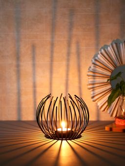 Tayhaa - Black Metal Wire Tea Light Holder