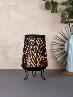 Tayhaa - Black and Gold Leaf Pattern Candle Holder
