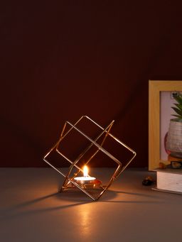 Tayhaa - Geometric Gold Metal Tea Light Holder