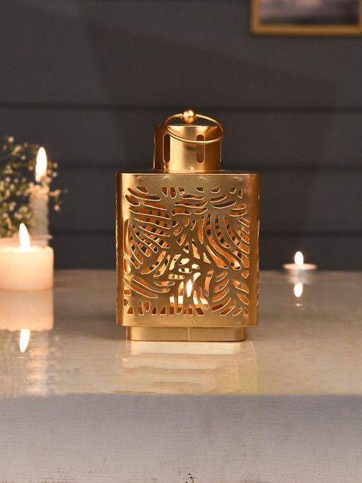 Tayhaa Gold Leaf Lantern Tealight Holder