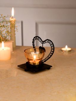 Tayhaa - Amber Heart Tealight Holder