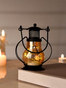 Tayhaa - Mini Lantern Amber Glass Tealight Holder