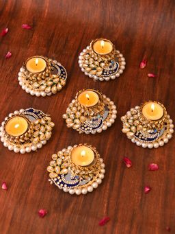 AAPNO RAJASTHAN - Set Of 6 Rajasthani Handcrafted Peacock Design Tea Lights (Pack of 6)